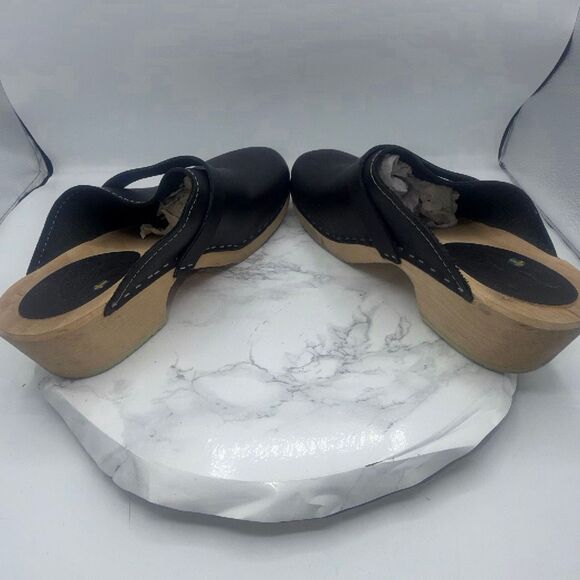 LOTTA’S From Stockholm Swedish Black Leather and Wooden Clogs-EUR 44/US Women’s main image 7